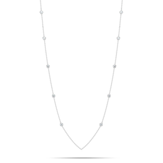 14KW Classic  0.25 Ctw Diamond Station Necklace with 10 Stones