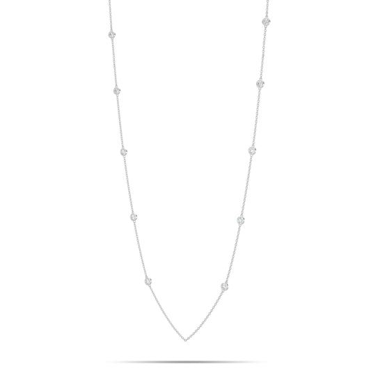 14KW Classic  0.25 Ctw Diamond Station Necklace with 10 Stones