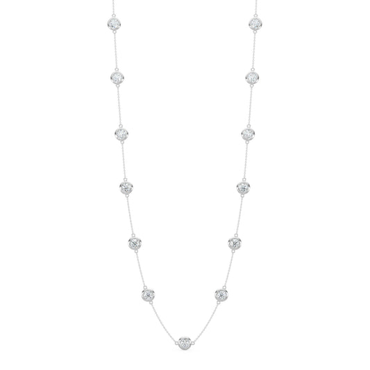 14KY Classic  3.00 Ctw Diamond Station Necklace with 13 Stones