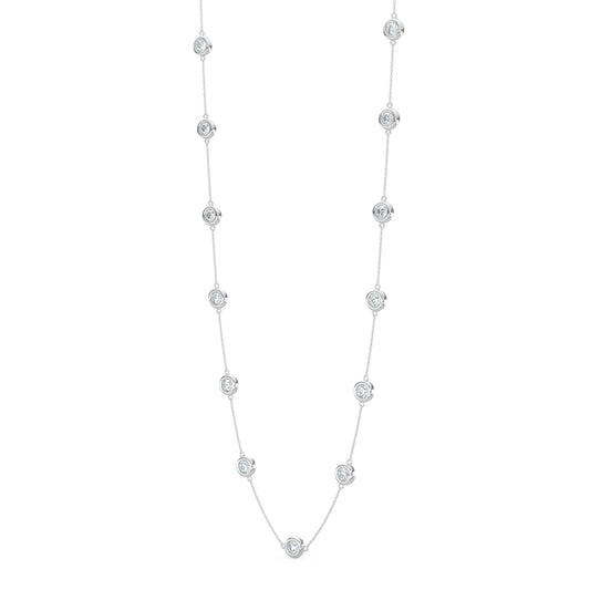14KY Classic  3.00 Ctw Diamond Station Necklace with 13 Stones