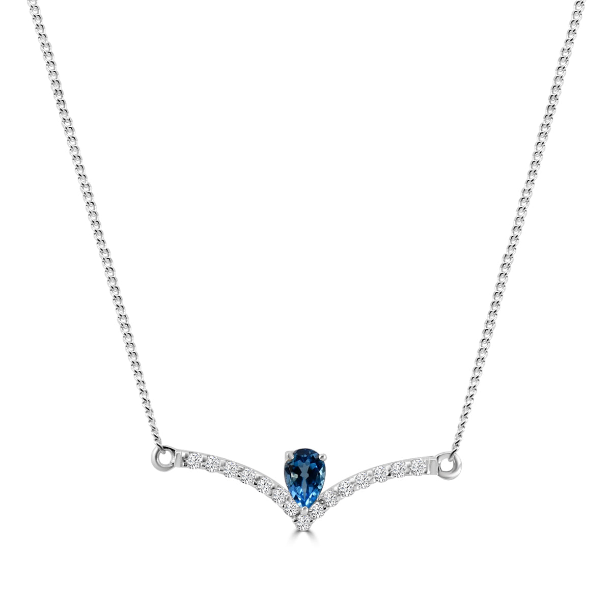 14KW 0.25 Diam Ctw With Blue Topz Pendent