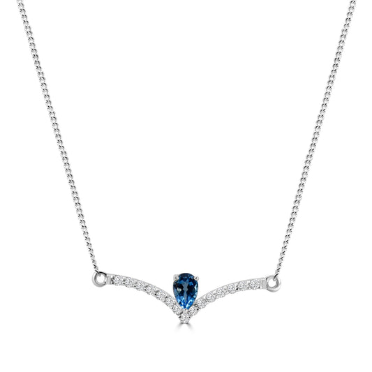 14KW 0.25 Diam Ctw With Blue Topz Pendent