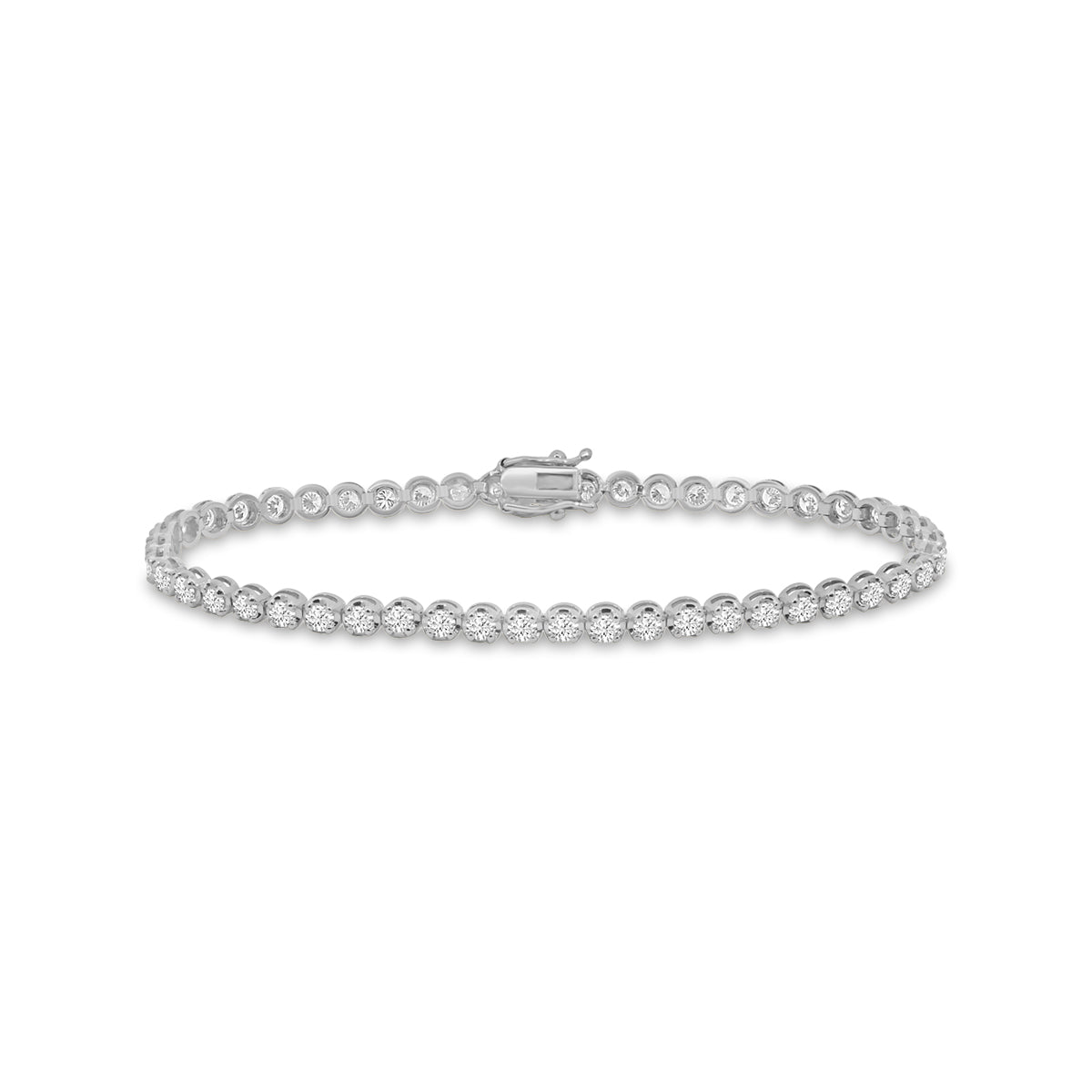 14KW  Lab Grown Classic Standard 4 Prong 3.00 Ctw Diamond Tennis Bracelet in Crown Setting