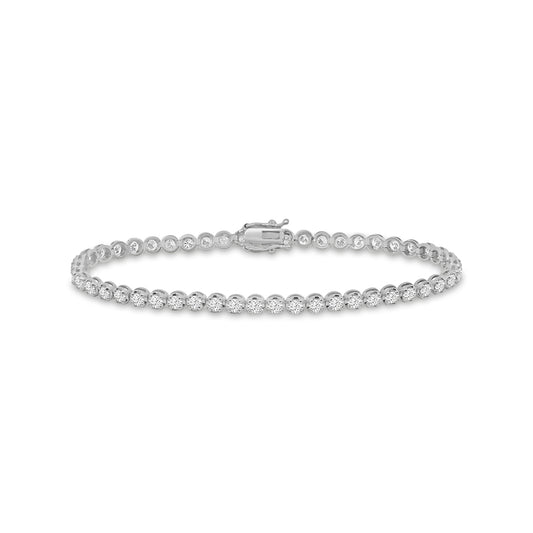 14KW  Lab Grown Classic Standard 4 Prong 3.00 Ctw Diamond Tennis Bracelet in Crown Setting