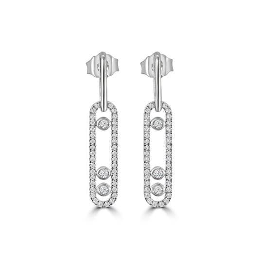 14KY 0.40 Ctw moving Diamond Paperclip Earring