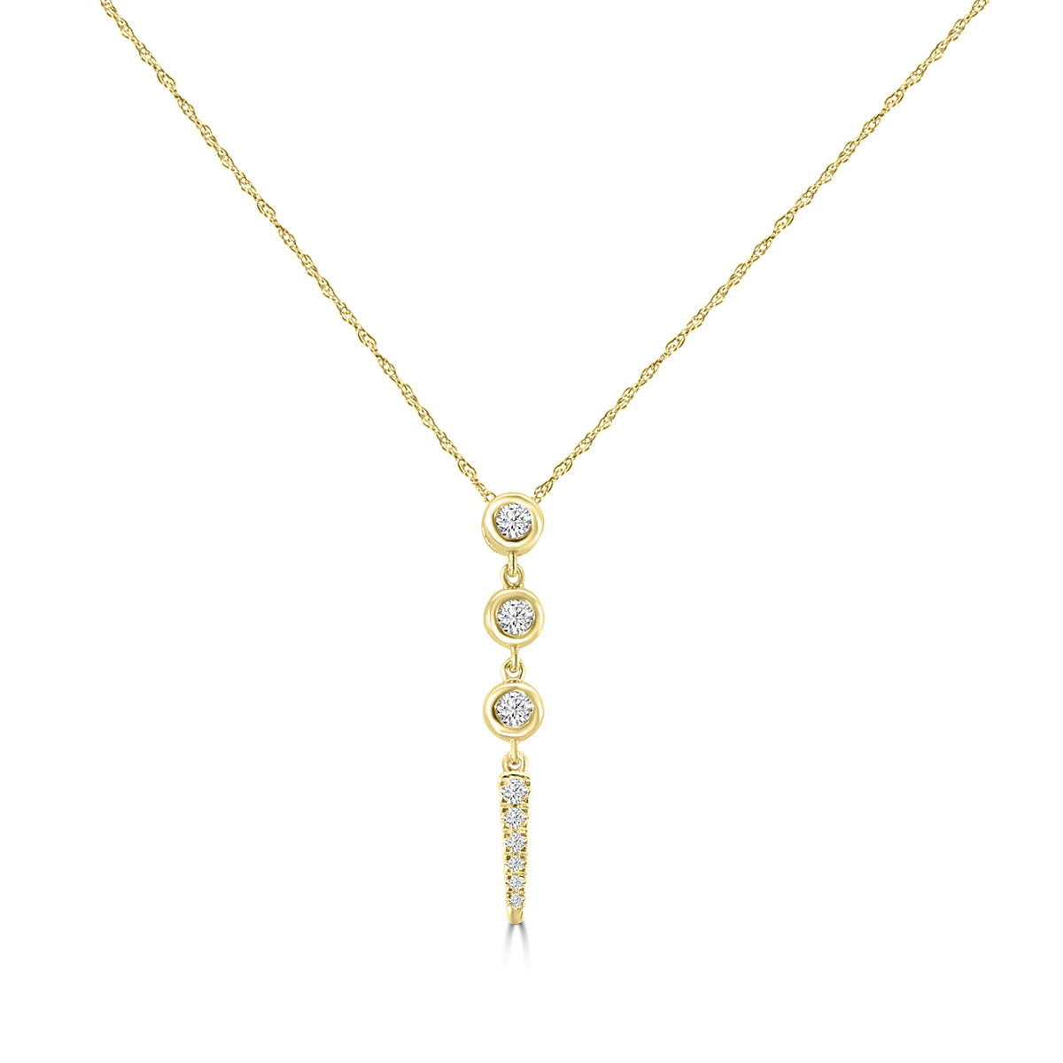 14KY 0.25 Ctw Bezle set Diamond Pendant with Chain