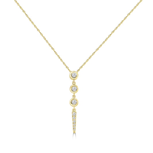 14KY 0.25 Ctw Bezle set Diamond Pendant with Chain