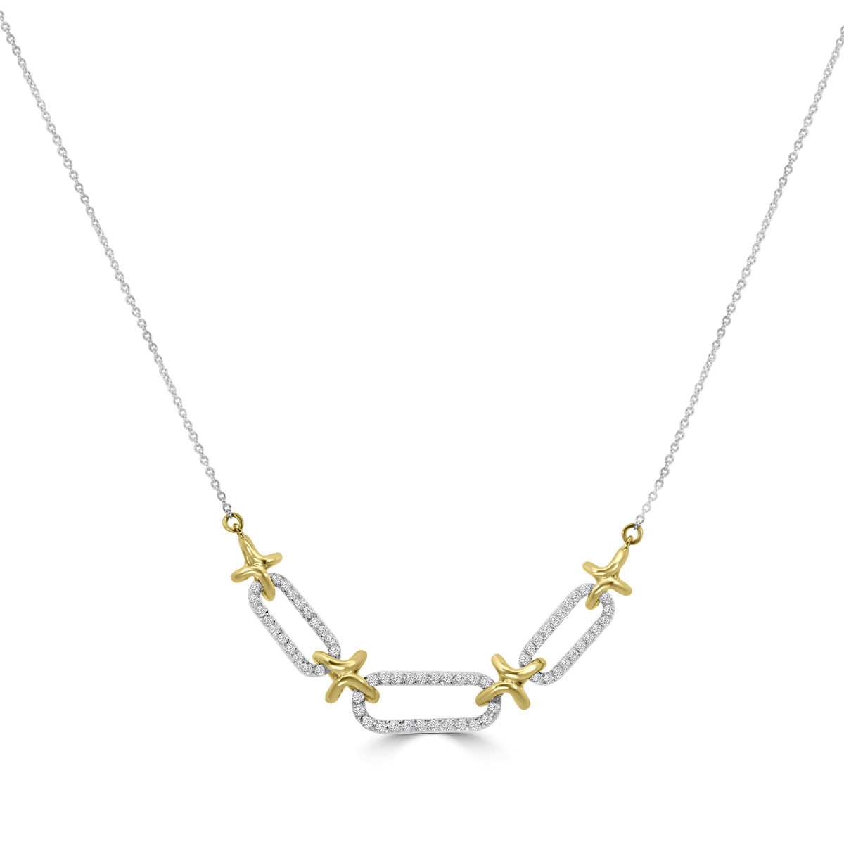 14TT Classic Standard 4 prong 0.30 Ctw Diamond Fashion Paperclip Necklace with Chain
