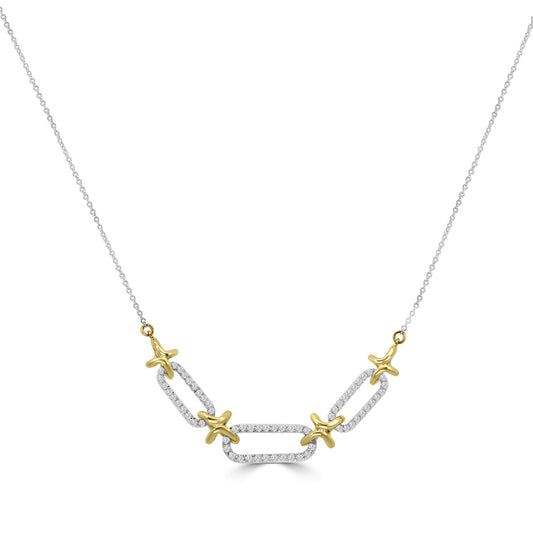 14TT Classic Standard 4 prong 0.30 Ctw Diamond Fashion Paperclip Necklace with Chain