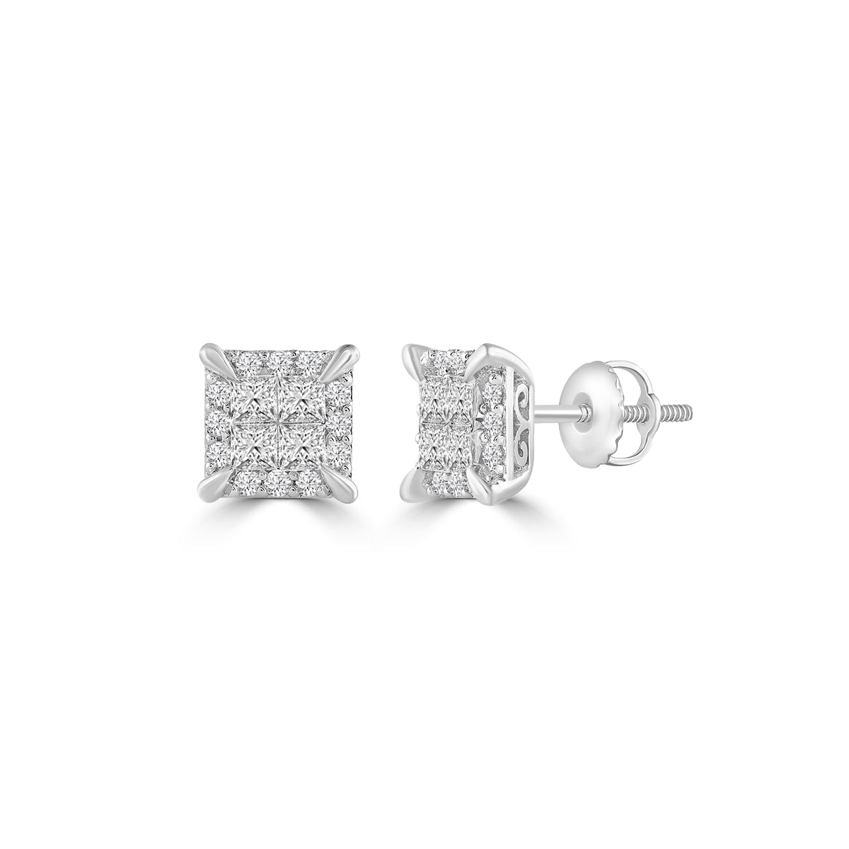 14KW 3/4CT DIA  QUAD CENTER STUD EARRING