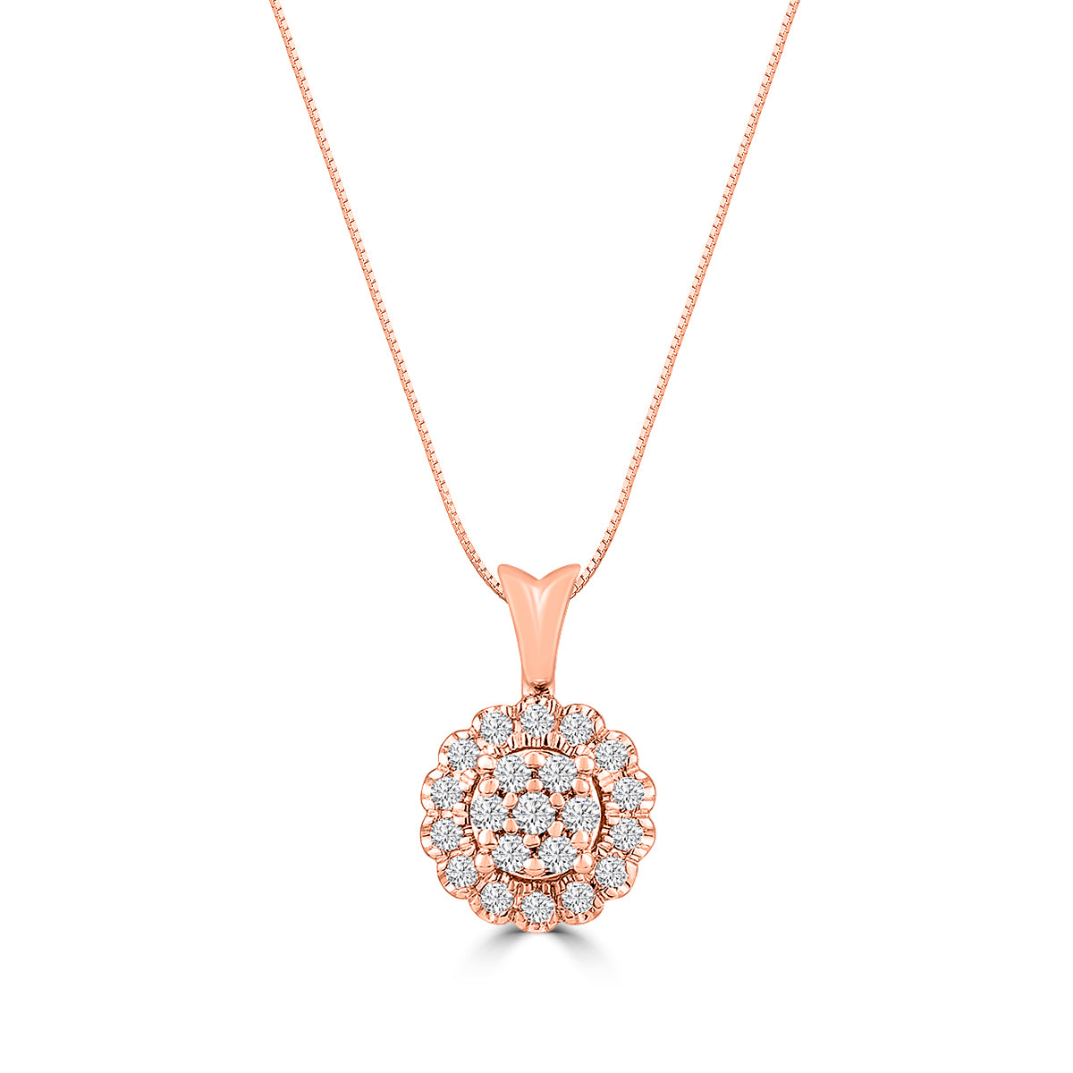 14KR 3/8 CTTW DIA SCALLOP PENDANT