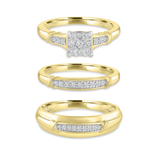 10TT 1/4CT DIA CUSH AVATAR+TRIO SET