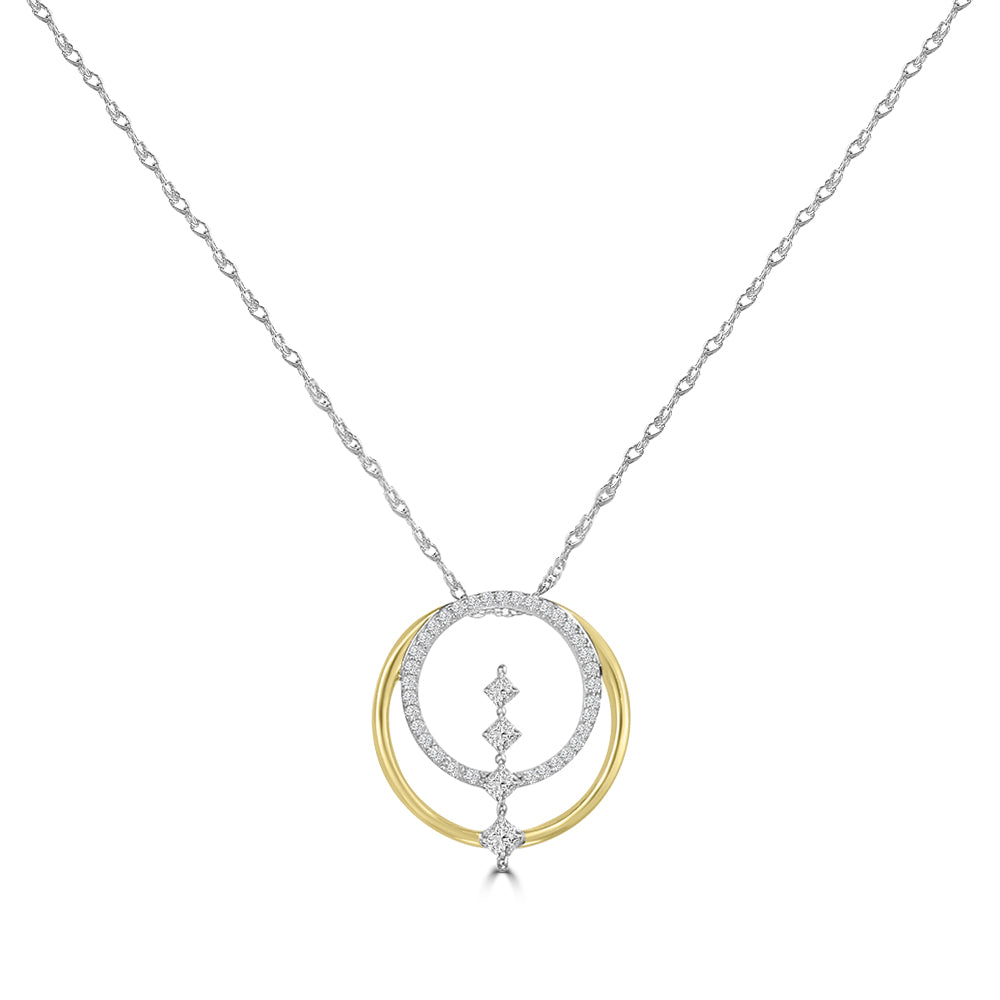 10TT(WG+PG) 3/8 CTW P/C FASHION PENDANT W/SC&CHAIN
