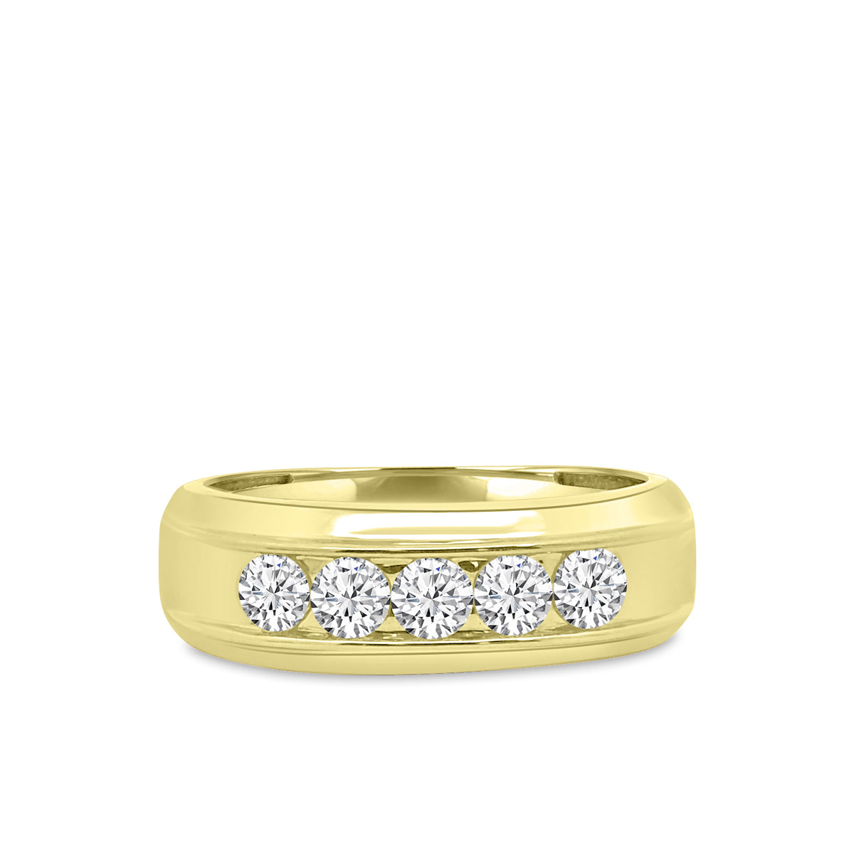 14KY 1.50 Ctw Men's Five Stone Diamond Band With Gallery