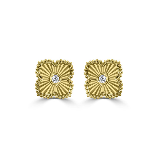 14KY Classic Bezel Set Solitaire 0.50 Ctw Diamond Clover Shape Earring With Medium Push Back
