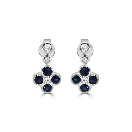 14KY 0.10 Ctw Bezel Set Diamond and Ruby Earring with 0.50 Ctw Ruby