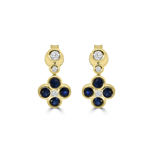 14KY 0.10 Ctw Bezel Set Diamond and Ruby Earring with 0.50 Ctw Ruby