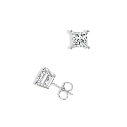 14KW Lab Grown Diamond Classic 4 Prong 1.00 Ctw Studs with Medium Push Back