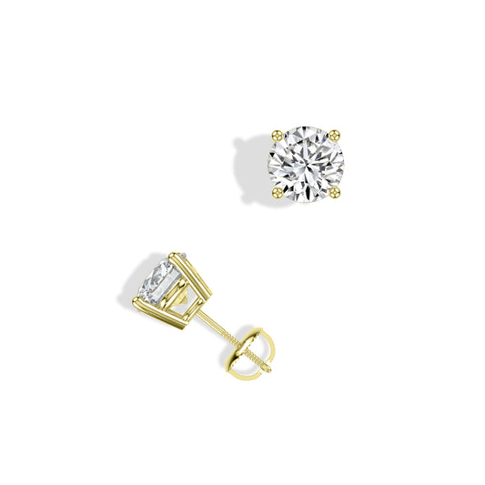14KY Classic 4 Prong 1.00 Ctw Studs with Screw Back