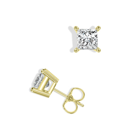 14KY Lab Grown Diamond Classic 4 Prong 2.00 Ctw Studs with Medium Push Back