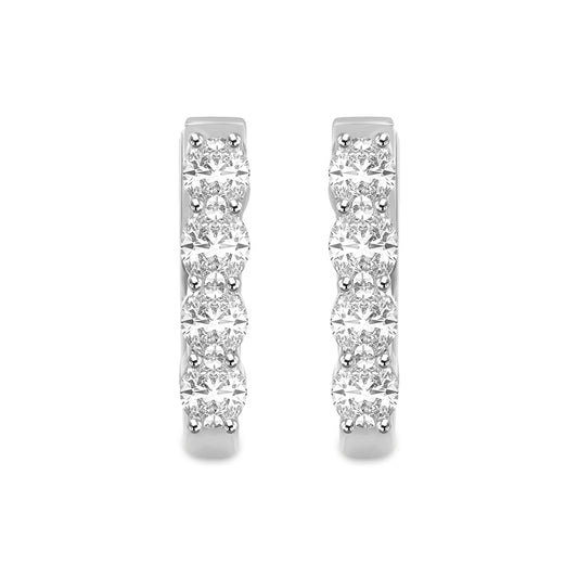 14KY 1.00 Ctw Lab Grown Diamond OV Shape Earring Huggies
