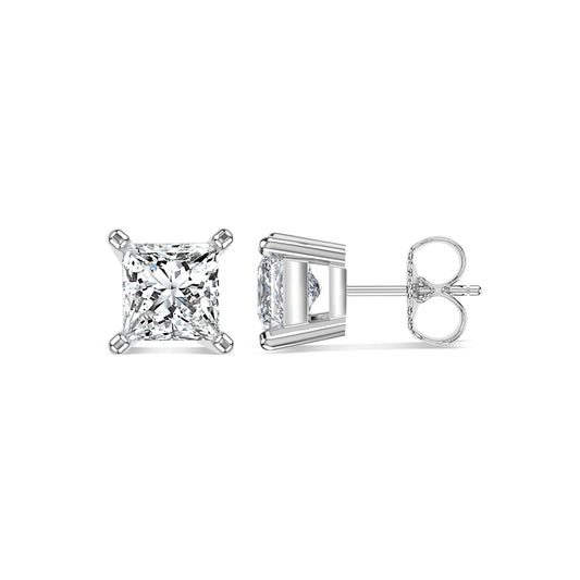 14KY Lab Grown Diamond Classic 4 Prong 2.00 Ctw Studs with Medium Push Back