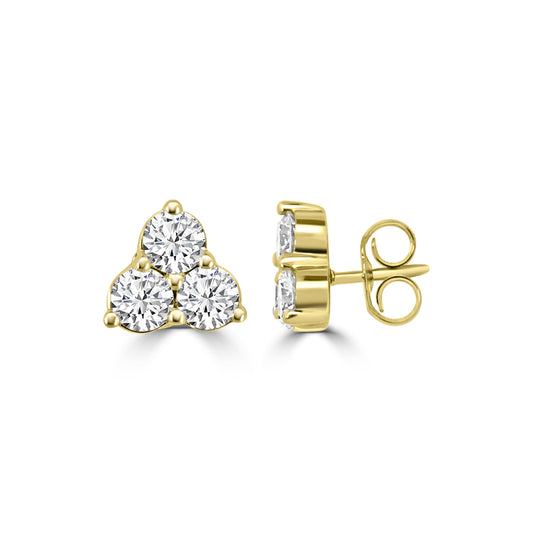 14KY LGD 1.00 CT TW 3 STN STUDS EARRING