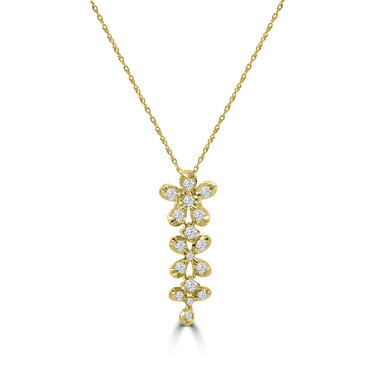 10KY 1/2CT LGD DIAMOND BLOSSOM PENDANT