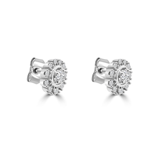 14KY 0.50 Ctw Diamond Round Flower Earring