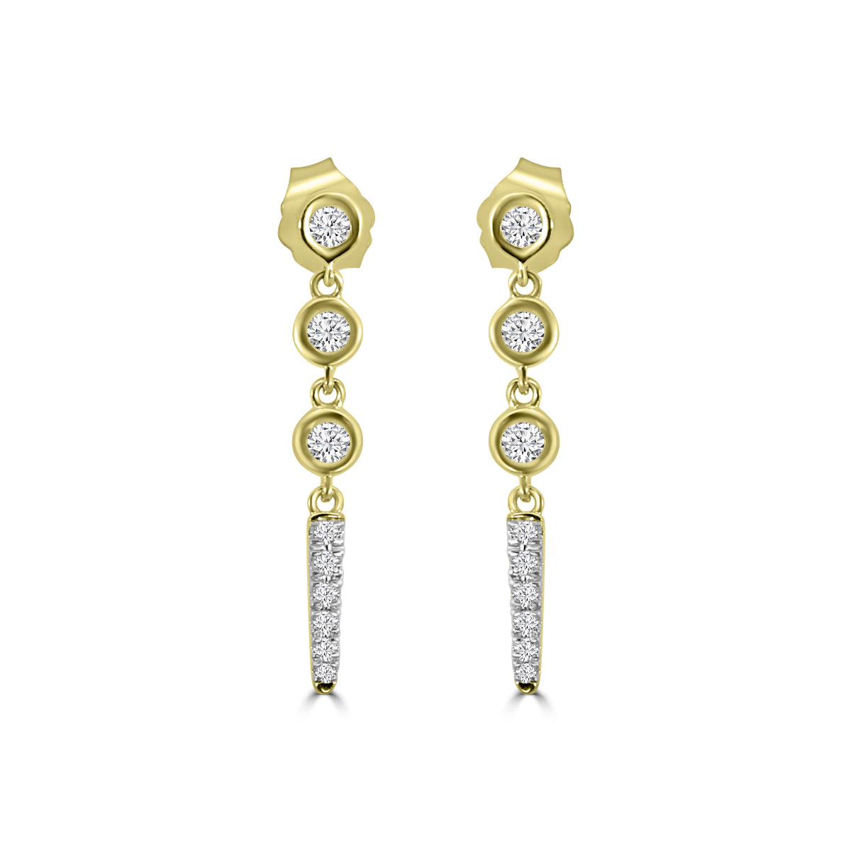 14KY Bezel Set 0.28 Ctw Diamond Fashion Dangling Earring