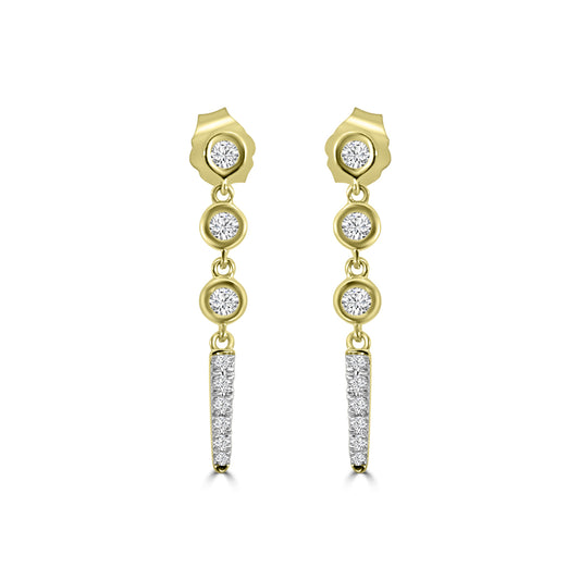14KY Bezel Set 0.28 Ctw Diamond Fashion Dangling Earring