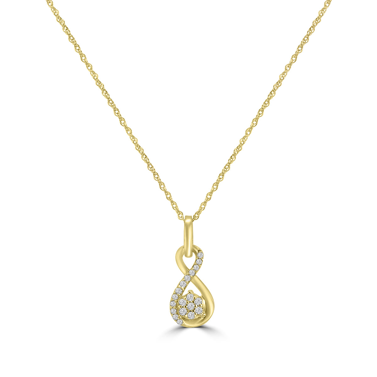 14KW 0.08 Ctw Diam Infinity Shape Cluster Necklace