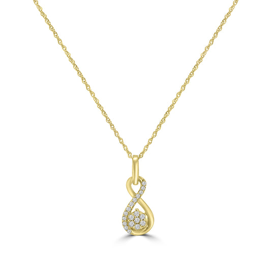 14KW 0.08 Ctw Diam Infinity Shape Cluster Necklace