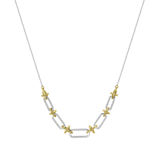 14TT Classic Standard 4 prong 0.25 Ctw  Diamond Fashion Paperclip Necklace with Chain