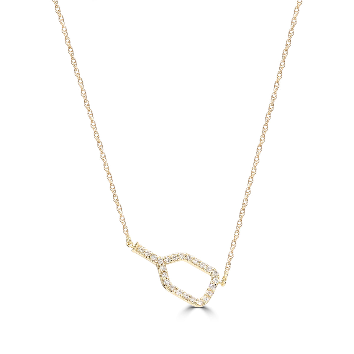 14KY Classic Standard 4 Prong  0.25 Ctw Diamond Pickleball Pendant with Chain