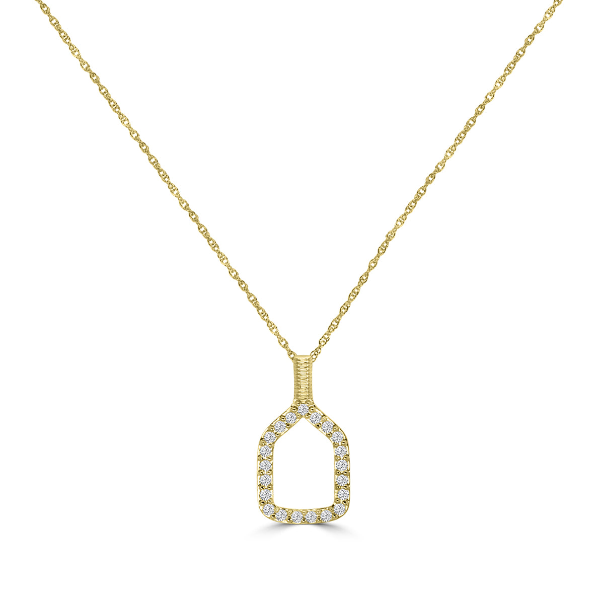14KY Classic Standard 4 Prong  0.25 Ctw Diamond Pickleball Pendant with Chain(