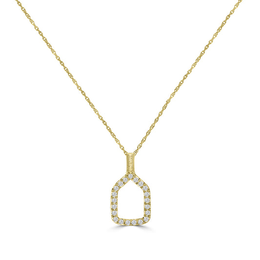 14KY Classic Standard 4 Prong  0.25 Ctw Diamond Pickleball Pendant with Chain(