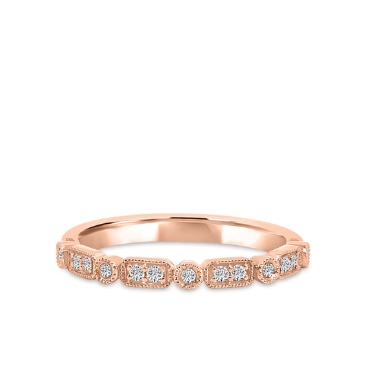 14KR 0.13 Ctw Hexagon and Dot with Milgrain Diamond Band