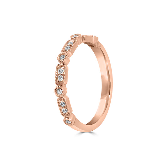 14KR 0.13 Ctw Hexagon and Dot with Milgrain Diamond Band