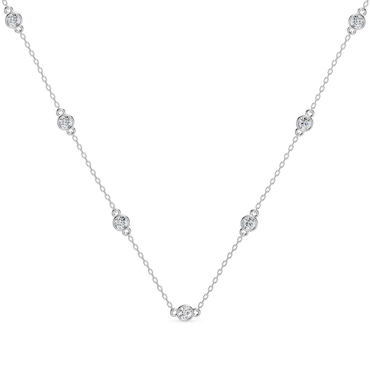 14KY Classic  0.90 Ctw Diamond Station Necklace with 12 Stones