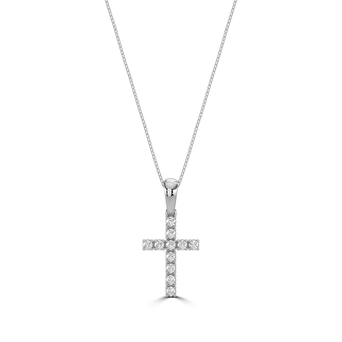 14KY 0.25 Ctw Cross Diamond Pendant with Chain