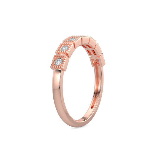 14KR 0.15 Ctw Squared Bezel with Milgrain Diamond Band