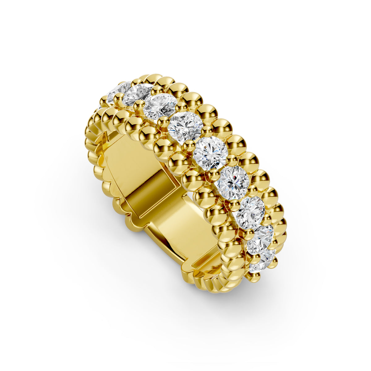 14KY 1.50 Ctw Beaded Diamond Band