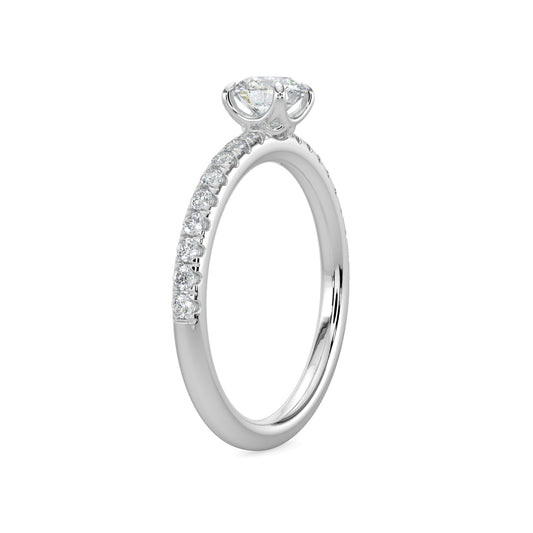 14KW 0.50 Ctw Classic Diamond Engagement Ring (0.30 Ctw Round Center)