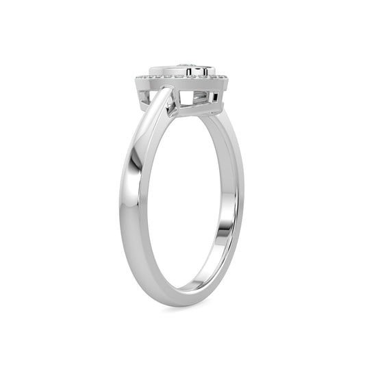 14KW 0.16 Ctw Halo Pear Shaped Diamond Ring with Miracle Setting
