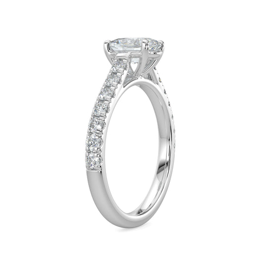14KW 0.50 Ctw Semi Mount Classic Diamond Engagement Ring (1.00 Ctw Oval Center)