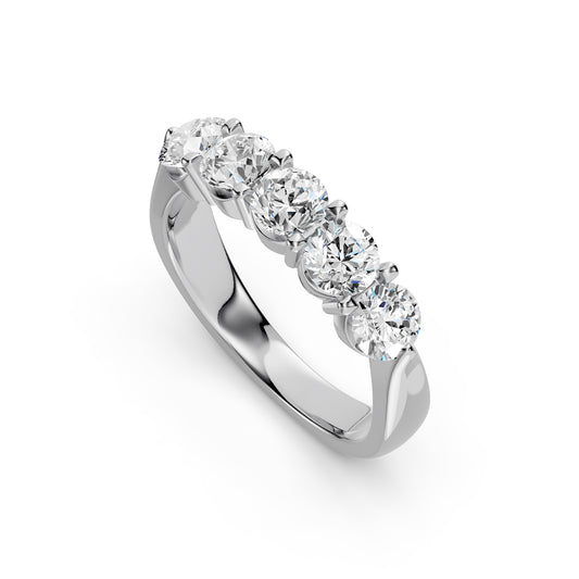 14KW 1.50 Ctw Diamond Band in Shared Prong Setting with 5 Stones