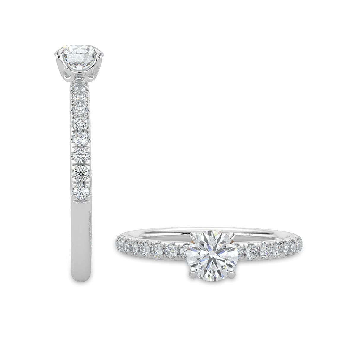 14KW 0.50 Ctw Classic Diamond Engagement Ring (0.30 Ctw Round Center)
