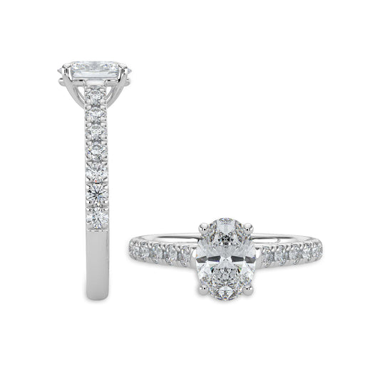 14KW 0.50 Ctw Semi Mount Classic Diamond Engagement Ring (1.00 Ctw Oval Center)