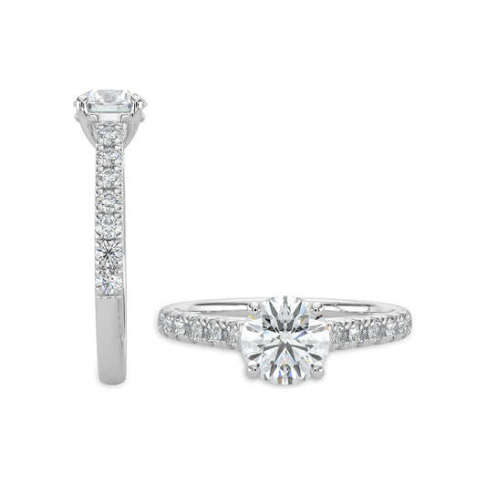 14KW 0.50 Ctw Semi Mount Classic Diamond Engagement Ring (1.00 Ctw Round Center)